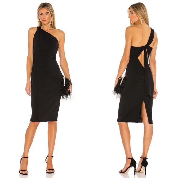 Katie May Dresses & Skirts - NWT Katie May Black High Roller Dress Size M One Shoulder Ruched Back Cut-Out
